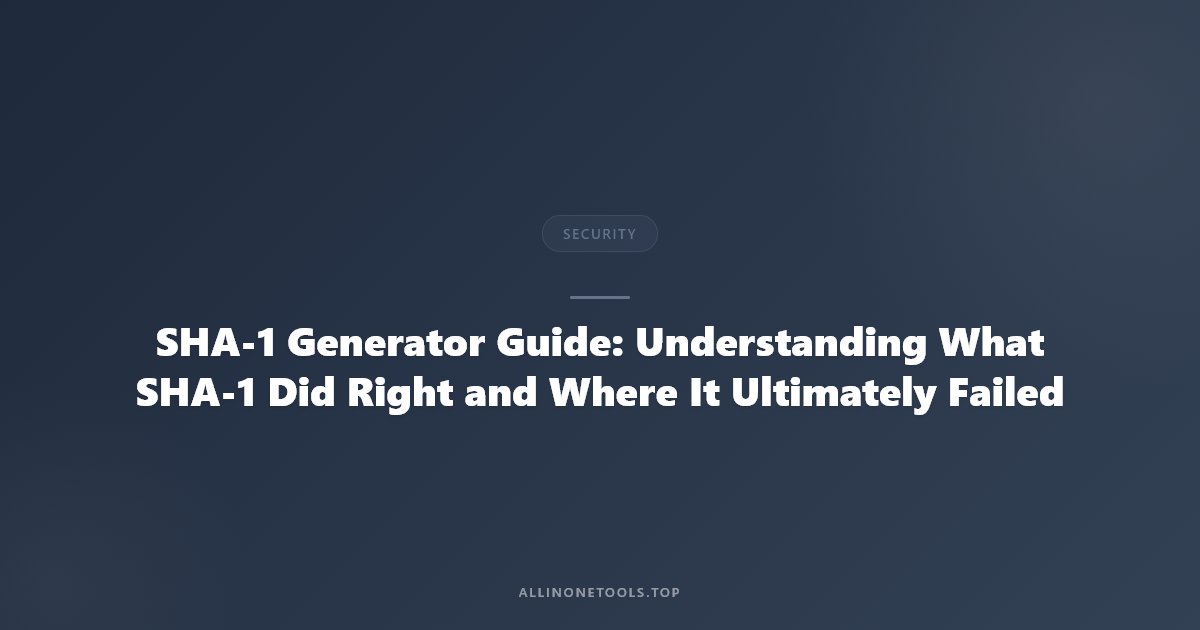 SHA1 Generator — The Hash That Built Git (And Why You Should Move On)